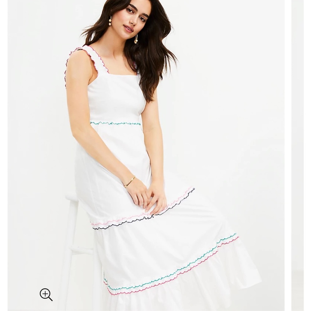 LOFT Rainbow Ruffle Strappy Tiered Maxi Dress, Size XL, NWT